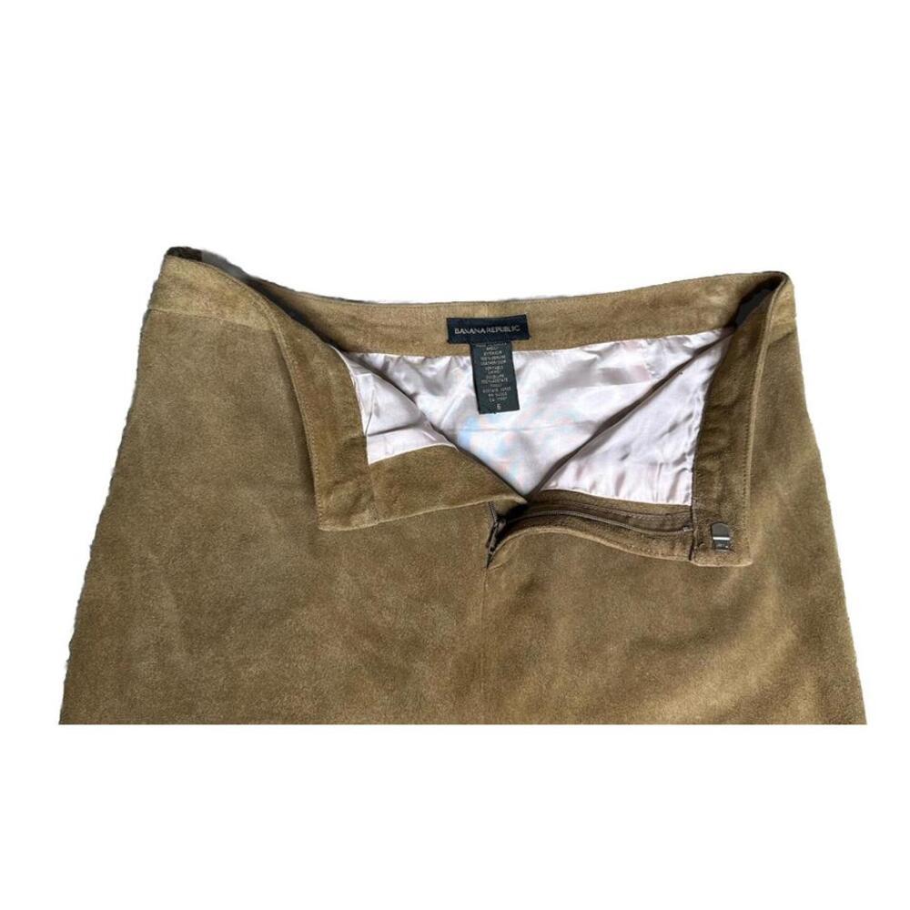 Vtg Banana Republic Skirt Size 6 Brown Suede 2002 Zip Genuine Leather Minimalist - Picture 2 of 8